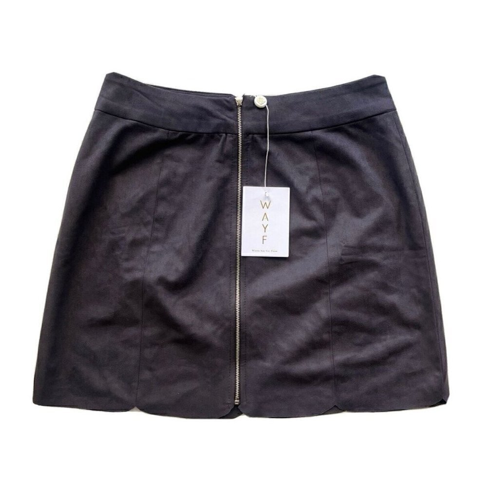 WAYF Nasty Gal Warwick Zip Up Suede Casual Mini Skirt Size S - Picture 2 of 10
